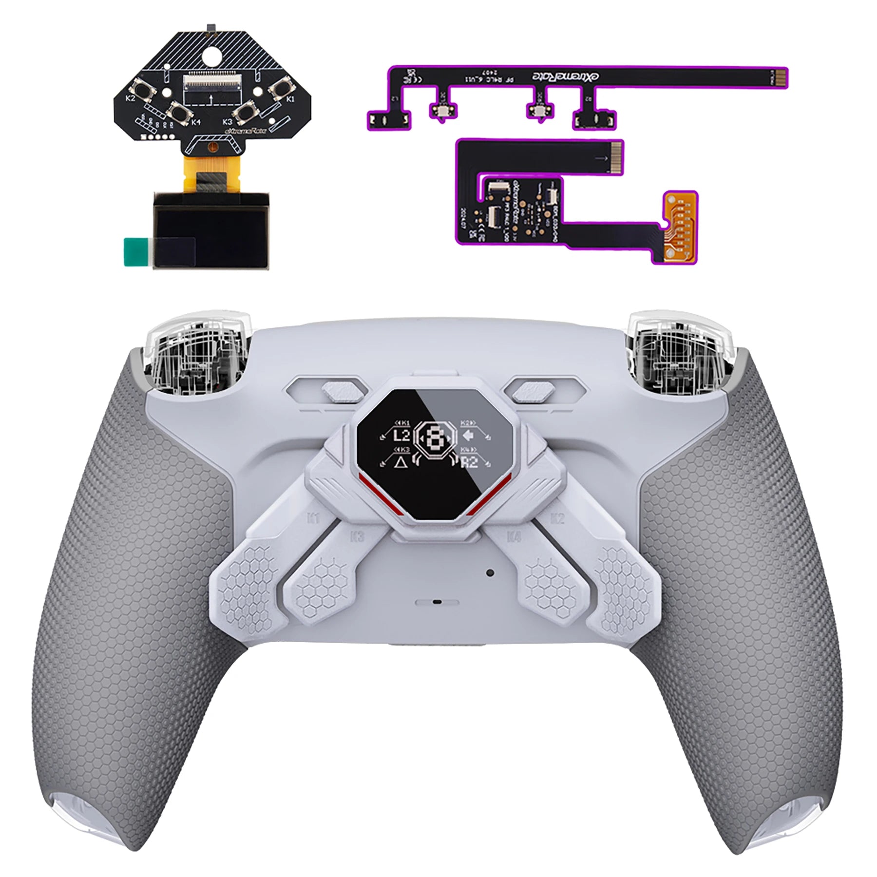 eXtremeRate SPARK Back Paddles Kit with OLED Display & Clicky Trigger Stops & Ergonomic Grips for PS5 Controller BDM