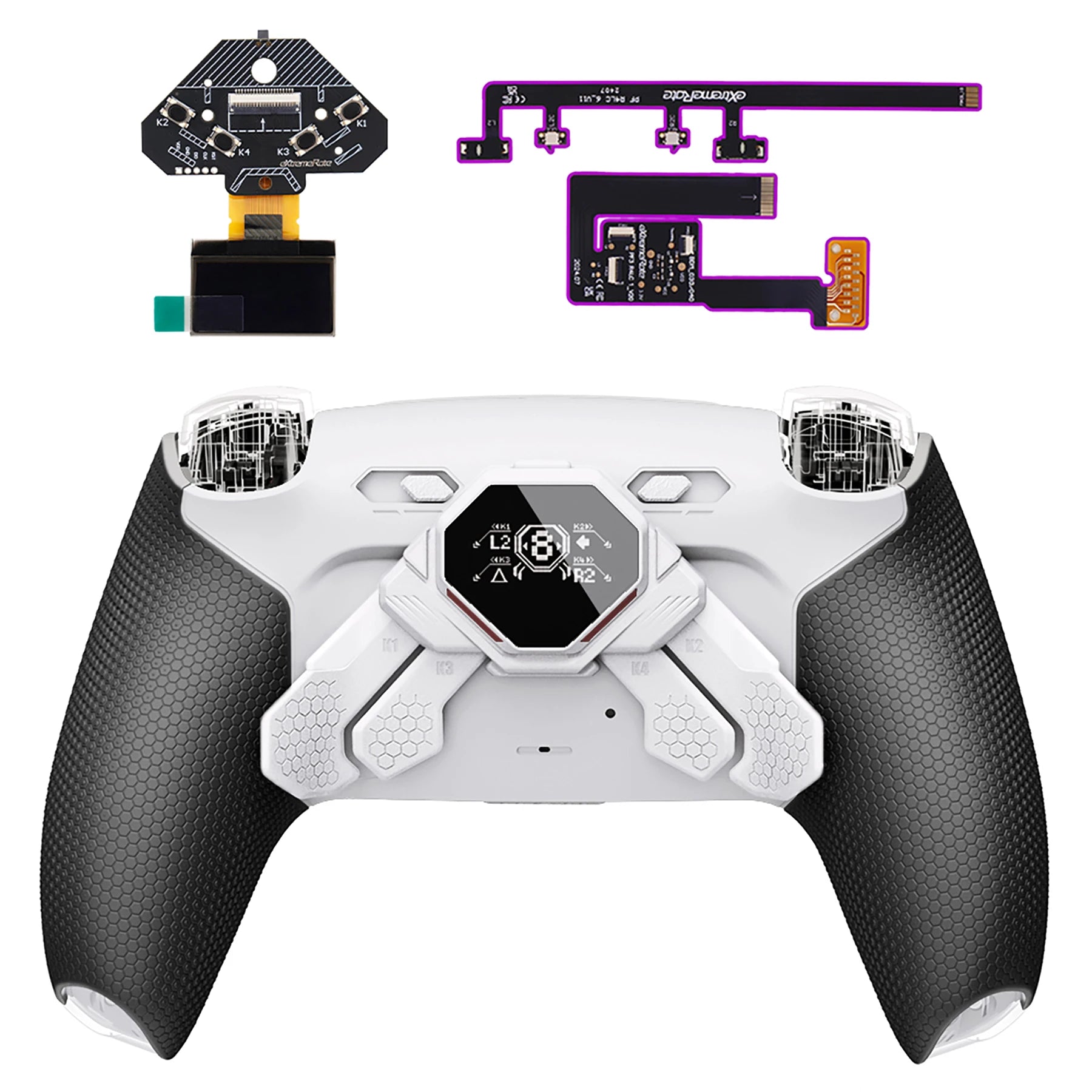 eXtremeRate SPARK Back Paddles Kit with OLED Display & Clicky Trigger Stops & Ergonomic Grips for PS5 Controller BDM