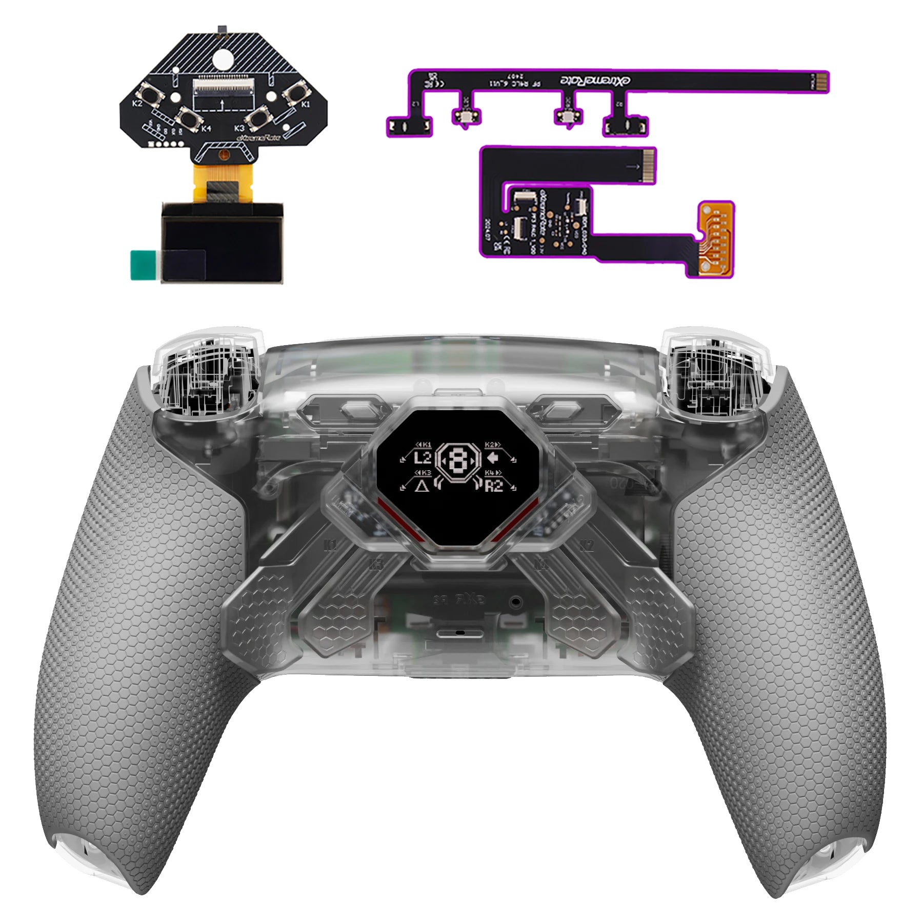 eXtremeRate SPARK Back Paddles Kit with OLED Display & Clicky Trigger Stops & Ergonomic Grips for PS5 Controller BDM
